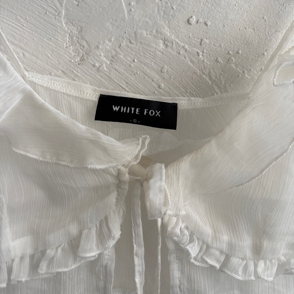 White Fox Boutique sheer white ruffle tie tank top - Picture 3 of 10